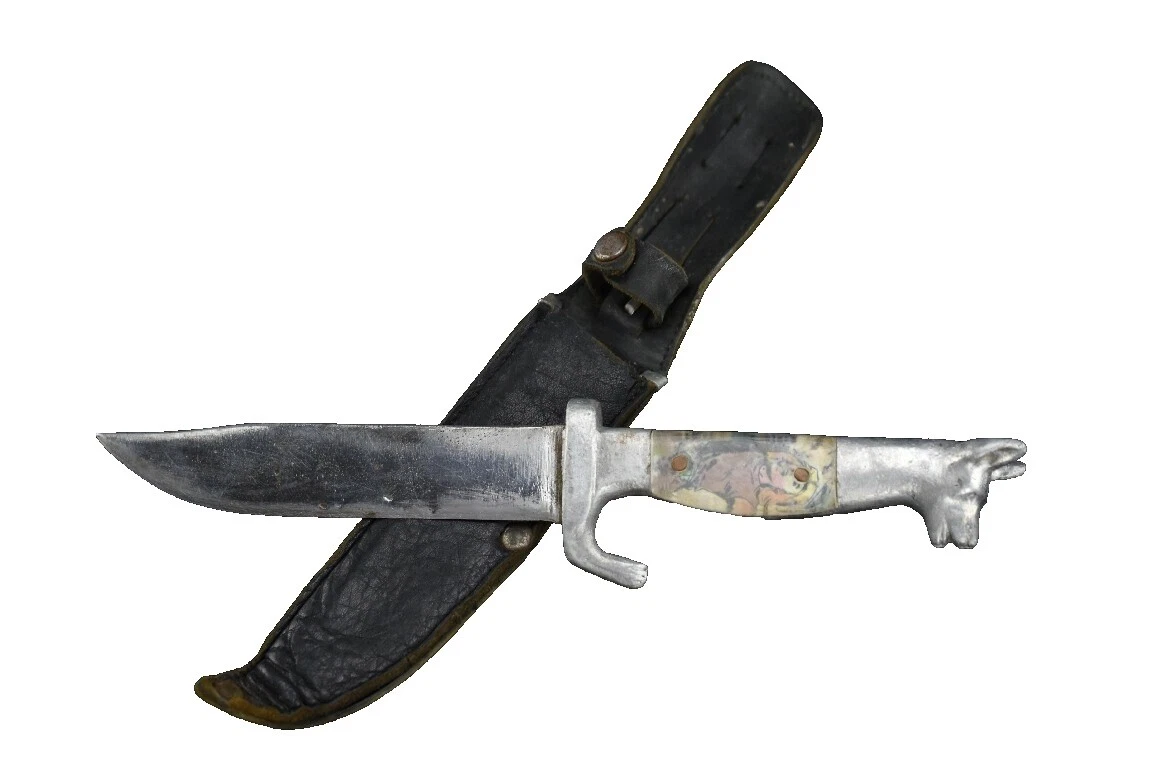 铝合金刀片皮革手柄收藏品老式直刀