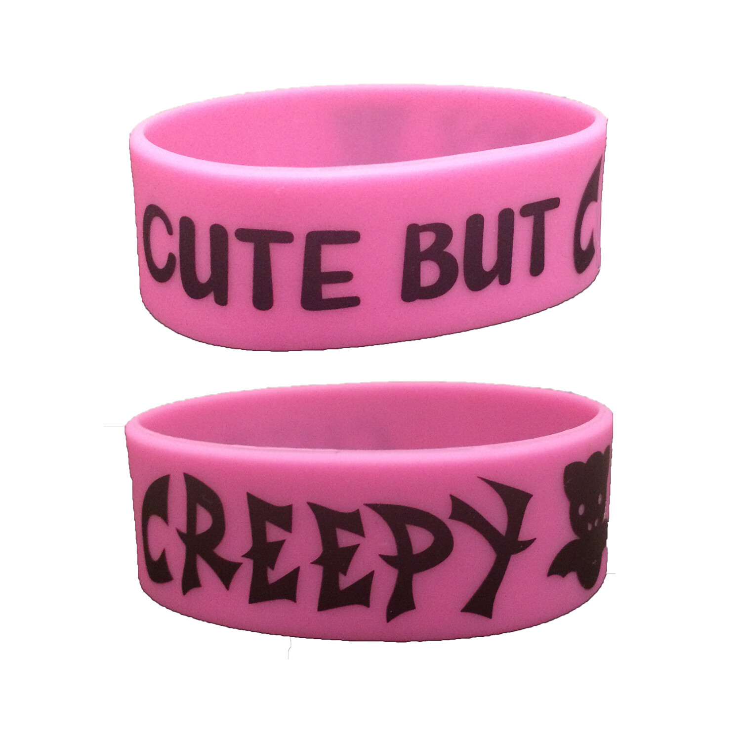 Cute But Creepy Goth Chibi Bat Silicone WristBand (Wrist Band, Goth Emo)