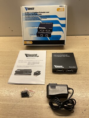Vanco 280612 S-VGA 1x2 Splitter Extender over Cat 5E Cat 6 Cable/FRA300
