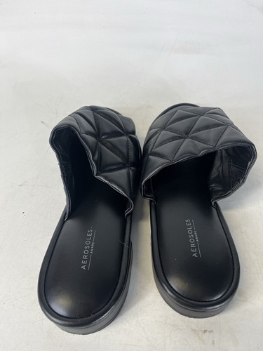 AEROSOLES Black Leather Jasper Slide Sandals Woman's 8 M - Picture 4 of 7