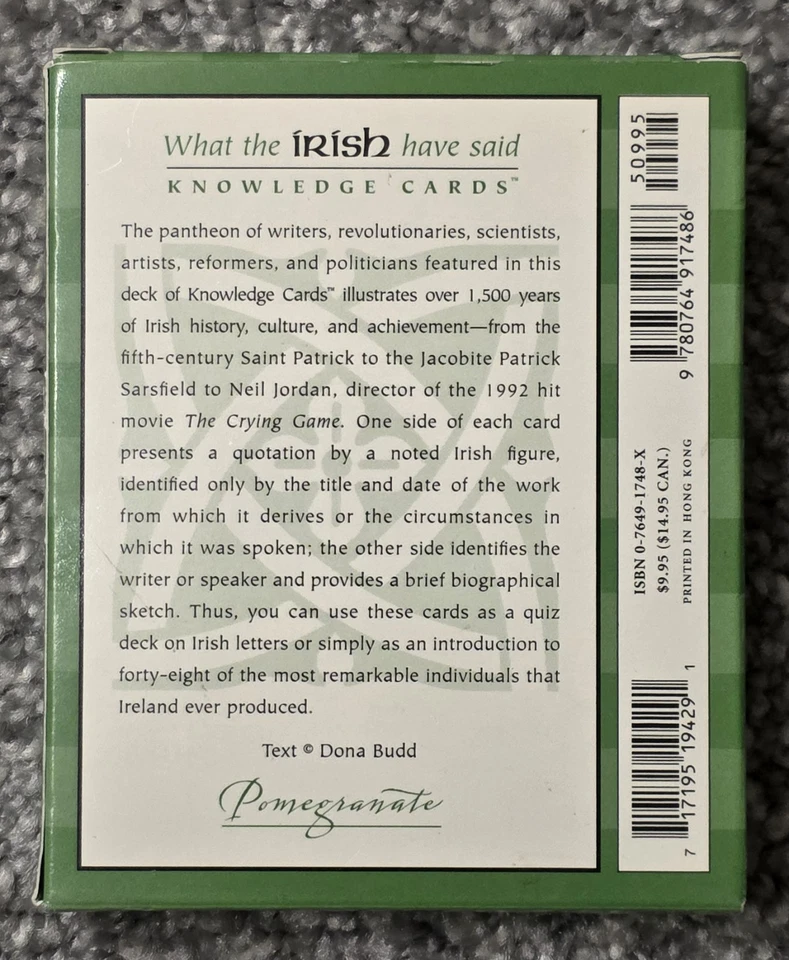 What The Irish Have Said: A Knowledge Cards Deck Of Memorable Quotes Dona Budd - Image 2 of 4