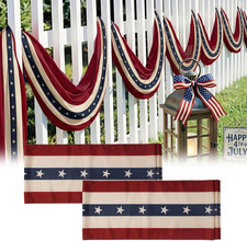 4Th of July Decorations: 2Pcs 1.6X18Ft Vintage Retro American Flag Banner Outdoo