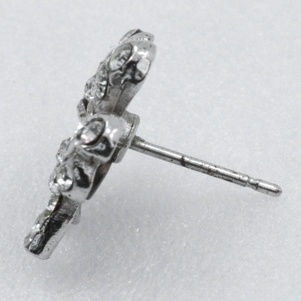 CHANEL Clover Earrings with Rhinestones Silver Women's Excellent thumbnail 8