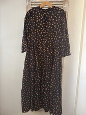 A2 Madewell Black Floral 3/4 Length Sleeve Maxi Dress Size M