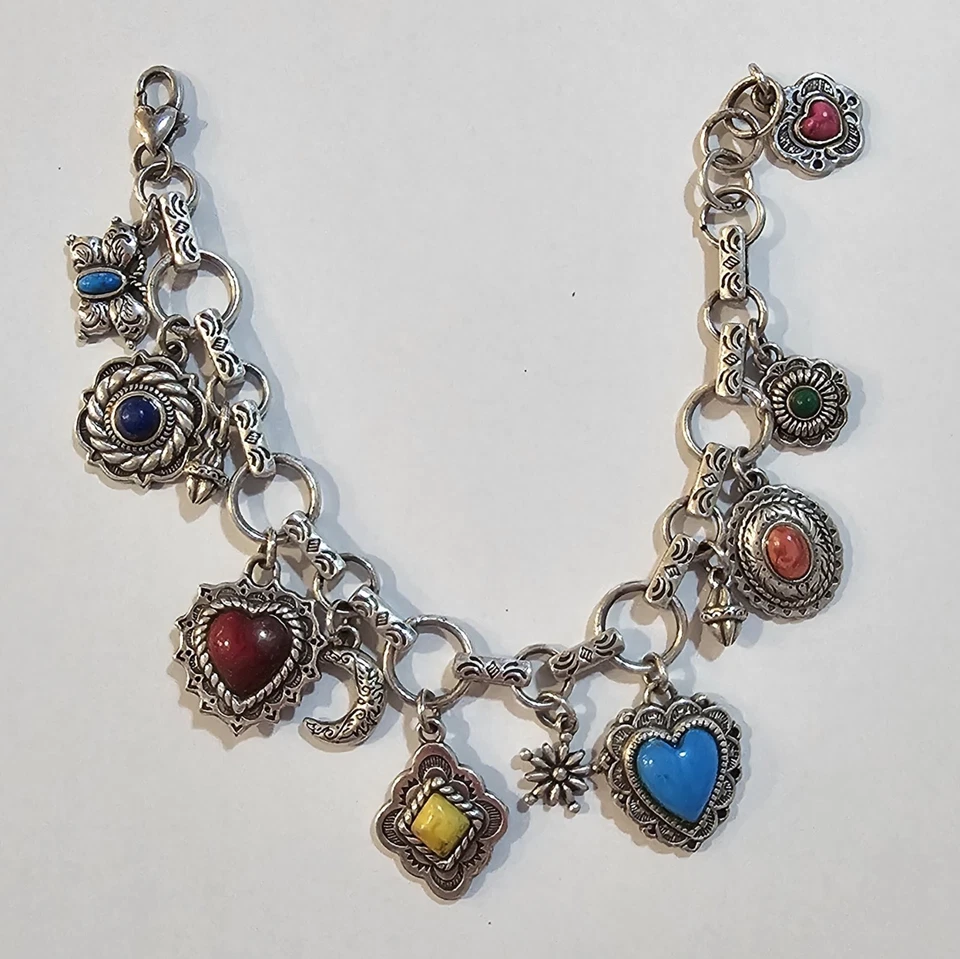 ✅ Pulsera Brighton Cabujón Dije Corazones Coloridos Luna Mariposa Joyería Cuelga Foto 4 de 4