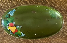 Vintage Hand Painted Wooden Fruit Dough Bowl Rustic Farmhouse Large Oval 19 x11
