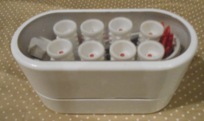 Salon Selectives TRAVEL Setter Hot Rollers 8 EUC Vintage Style Curlers SSP-208