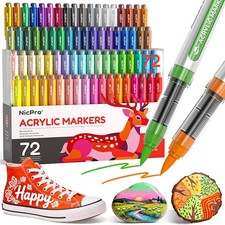 Nicpro 72 Colors Acrylic Paint Markers Brush 1 Count Pack of 72 , 72