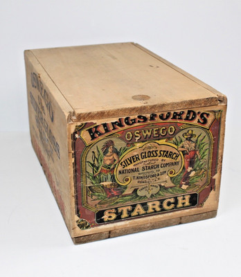 Antique Advertising Wooden Crate Kingsford's Starch