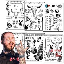 6 Sheets Halloween Temporary Tattoos Stickers Face Tattoos Kit Fake Body Art C