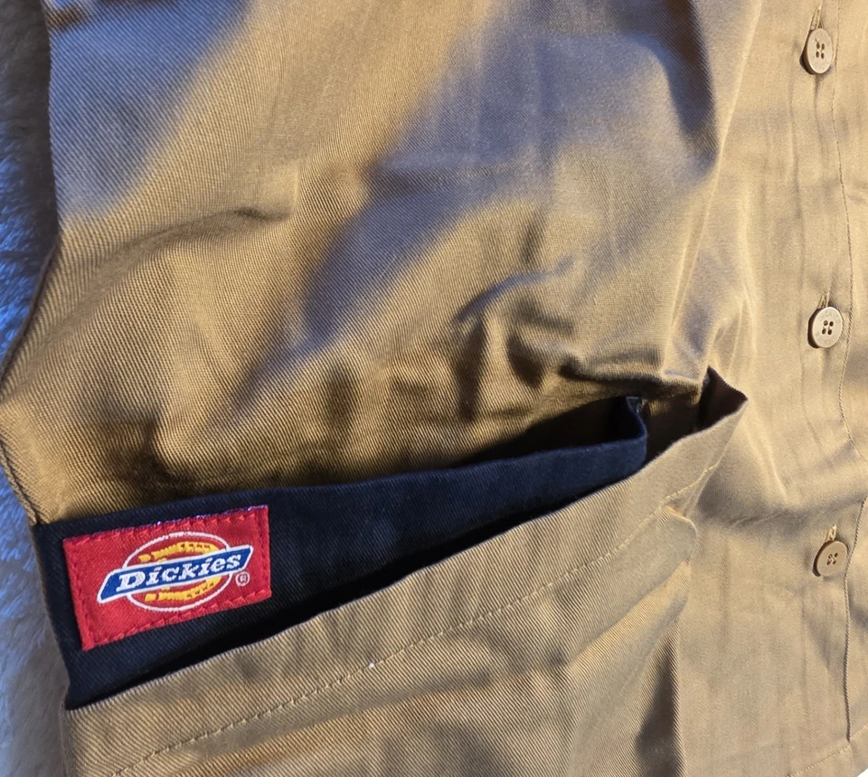 Dickies Medical Uniforms Women's Button Front Top Long Sleeve Medium Beige NWT - Image 4 of 4