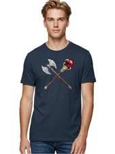 Crossed-Axe-And-Mace Mens Graphic Tee, 100% Cotton, Casual Summer Wear