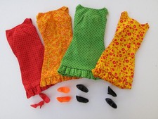 PAK ITEMS VTG BARBIE SUN-SHINER YELLOW RED FLORAL DRESS RED HEELS 1961 CLOTHES