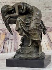 Art Deco Style Statue Sculpture Nymph Sexy Art Nouveau Style Bronze Signed Decor