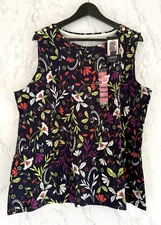 Jones New York Floral Sleeveless Top Women's Size XXL Button detail New