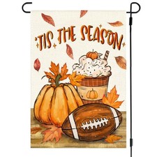 Fall Garden Flag 12x18 Inch Double Sided Outside, Tis' the 12" x 18" Orange