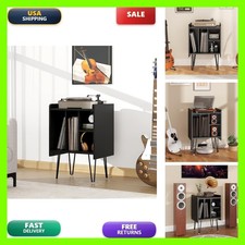 ShiKeyi Black Record Player Stand Vinyl Storage, Record Player Vinyl Record