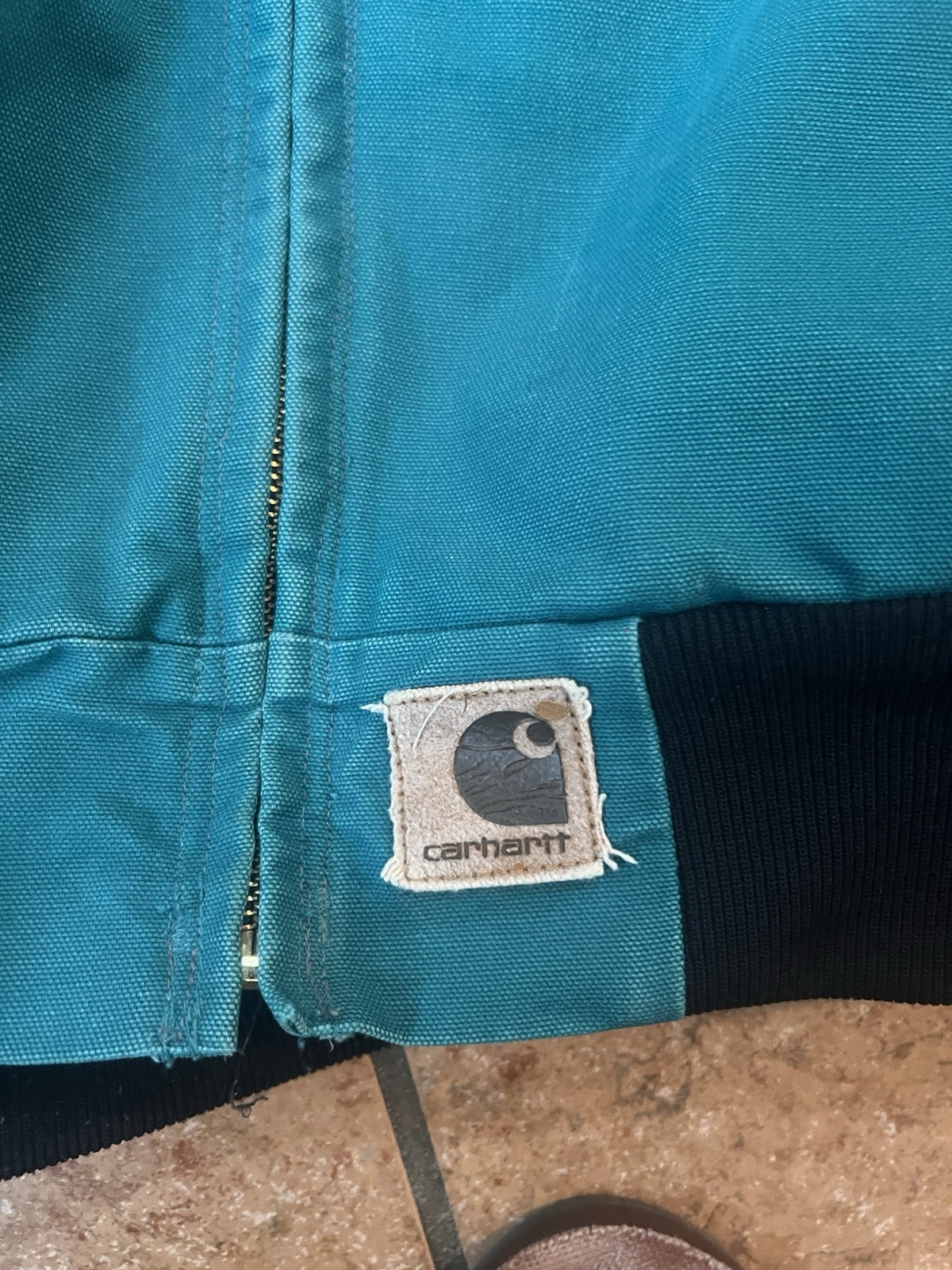 Vintage Carhartt Aztec Santa Fe Hooded Jacket Teal Aqua Medium J79 CLEAN 90s image 5