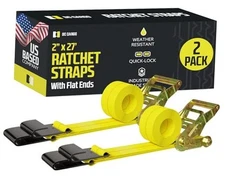 DC Cargo Tie-Down Ratchet Straps Heavy-Duty Flats Hook Trailer 2-pack Flat Hook