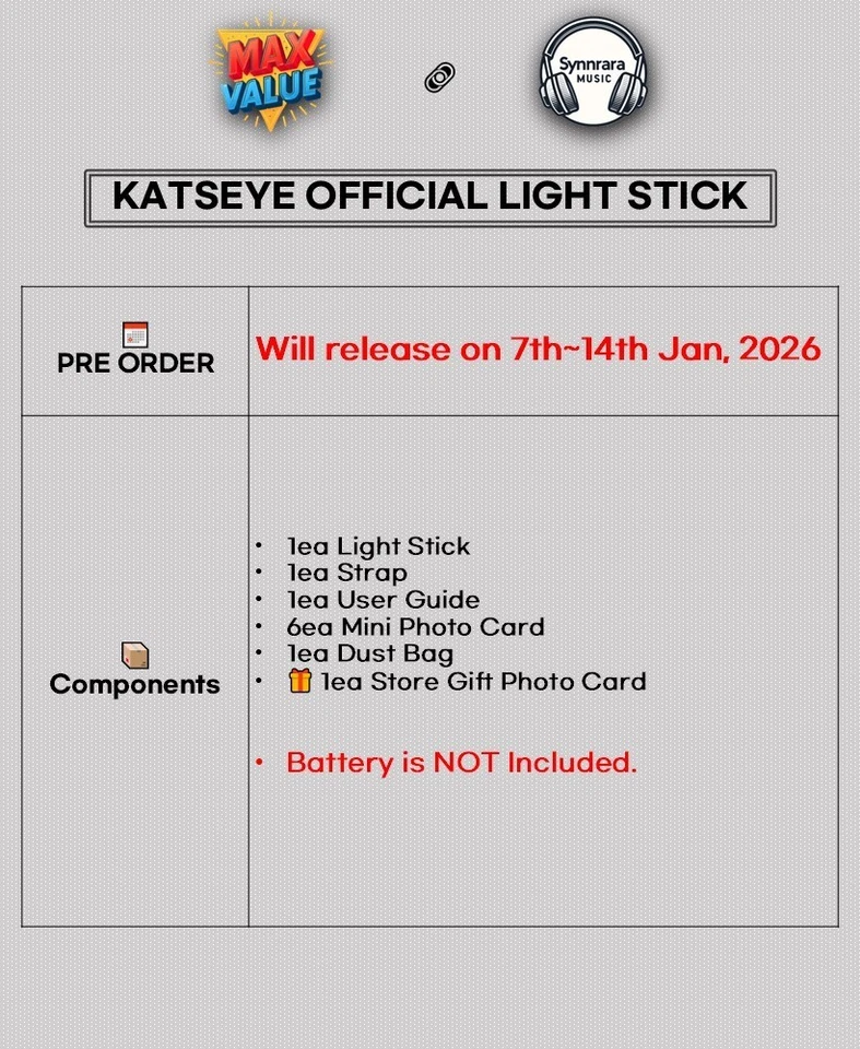 KATSEYE OFFICIAL LIGHT STICK/Strap,6 Card,Bag,Tracking Code FANLIGHT GOODS MD - Image 2 of 4