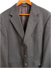 VTG Austin Reed London Sport Coat Men 42R Wool Gray Pin Striped Blazer Made USA