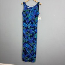 Dressbarn. 90s Tropical Floral Woman s Midi Dress with slits by sides. Sz 12 NWT