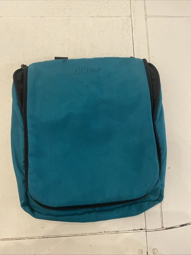 LL Bean Bag Teal Blue Hanging Toiletry Folding Cosmetics Personal Organizer