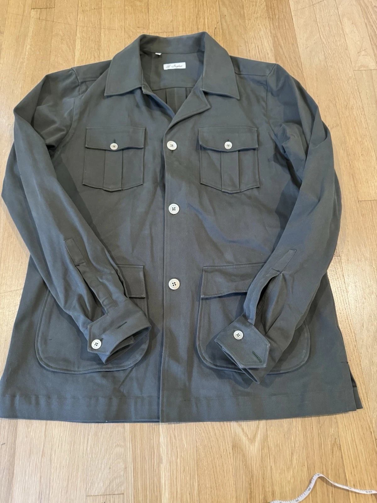 G. Inglese Men’s Dark Green Cotton Safari Jacket Size Large Made in Italy - product detail image 3