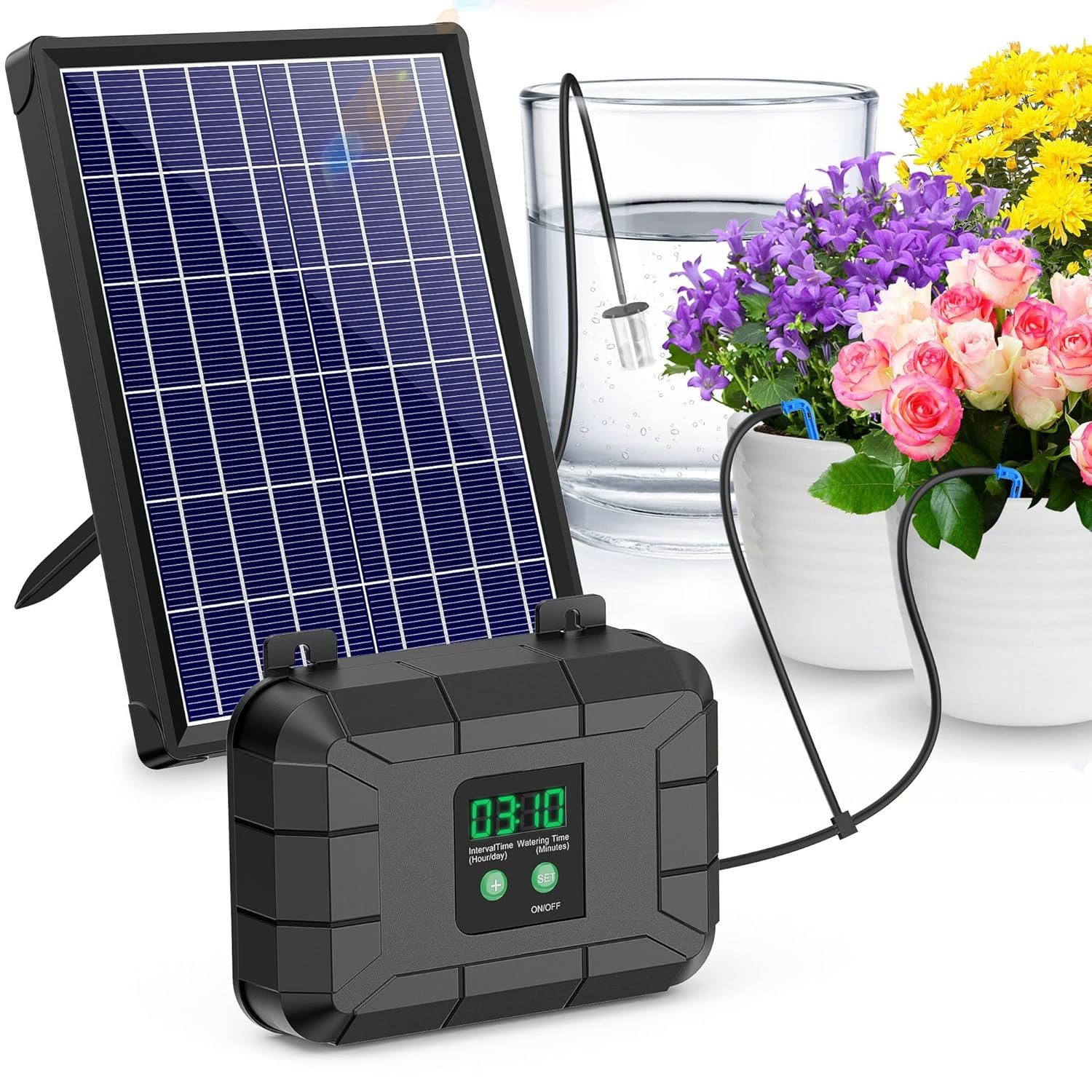 Solar Drip Irrigation Kit 15M 8W 900Ml/Min Solar Plant Automatic Garden Watering