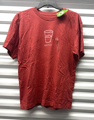 Life Is Good Men Crusher Tshirt Large Half Full Glass Nantucket Red NEW!