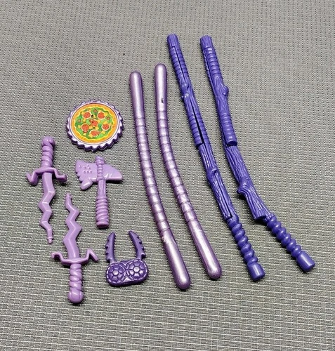 Lot of 9 Vintage Teenage Mutant Ninja Turtles Purple Weapon Accessories TMNT