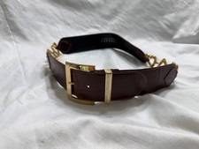 Express Genuine Leather Belt Italy Gold Heart Buckle Brown Size Large Statement