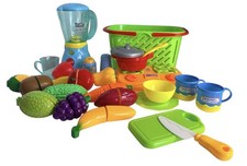 Kids Pretend Kitchen Toy Set Tasty Junior Blender, Stove, Cutting Fruits Lot