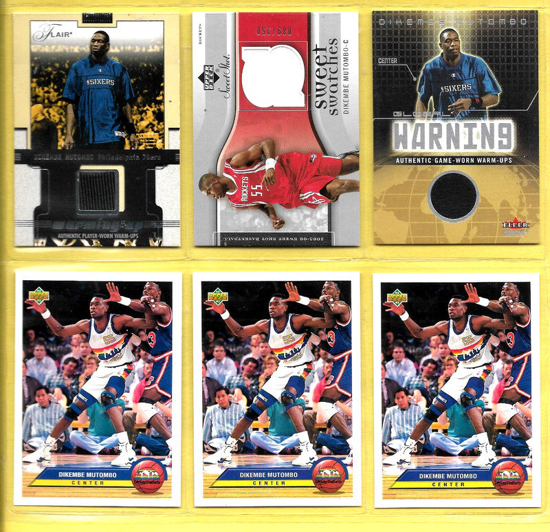 DIKEMBE MUTOMBO 3 GAME USED + 3 92-3 UPPER DECK P10 .NRMT