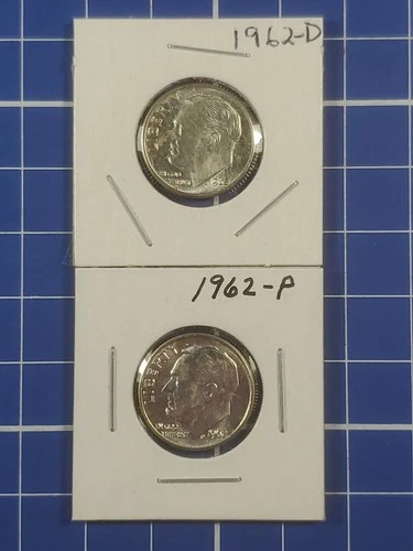 New Listing1962-D, 1962-P 10C Silver Roosevelt Dimes BU