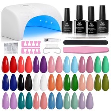 Beetles 31Pcs Gel Nail Polish Kit with UV Light, Base Matte Glossy Top Coat