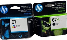Genuine HP 67XL Black And HP 67 Tri-Color Ink Cartridges - Brand New -