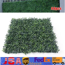48 PCS 10" X 10" Grass Wall Artificial Boxwood Panels Boxwood Hedge UV for Fence