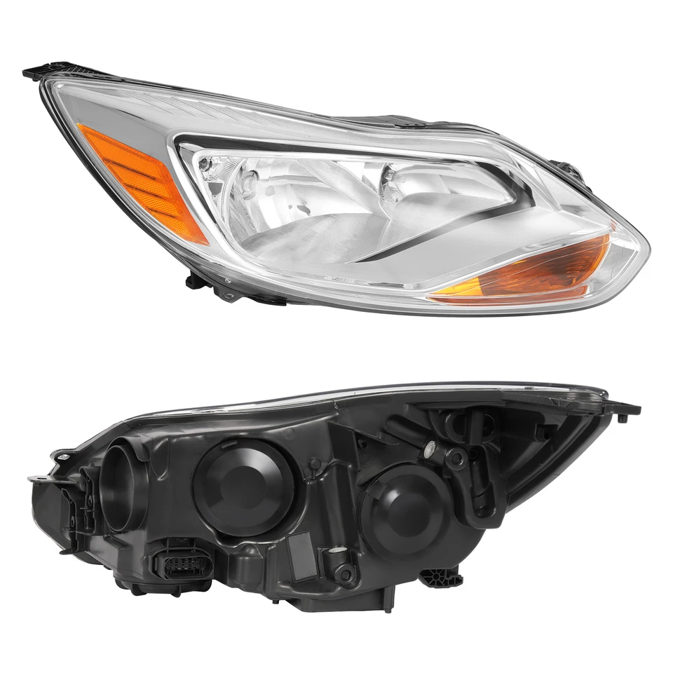 Pair For Ford Focus 2012-2014 Chrome Headlights W/Bulbs Driver & Passenger Foto 4 de 4