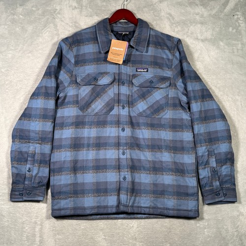 Patagonia Shirt Mens L Blue Plaid Insulated Fjord Flannel Shacket Jacket - Picture 2 of 11
