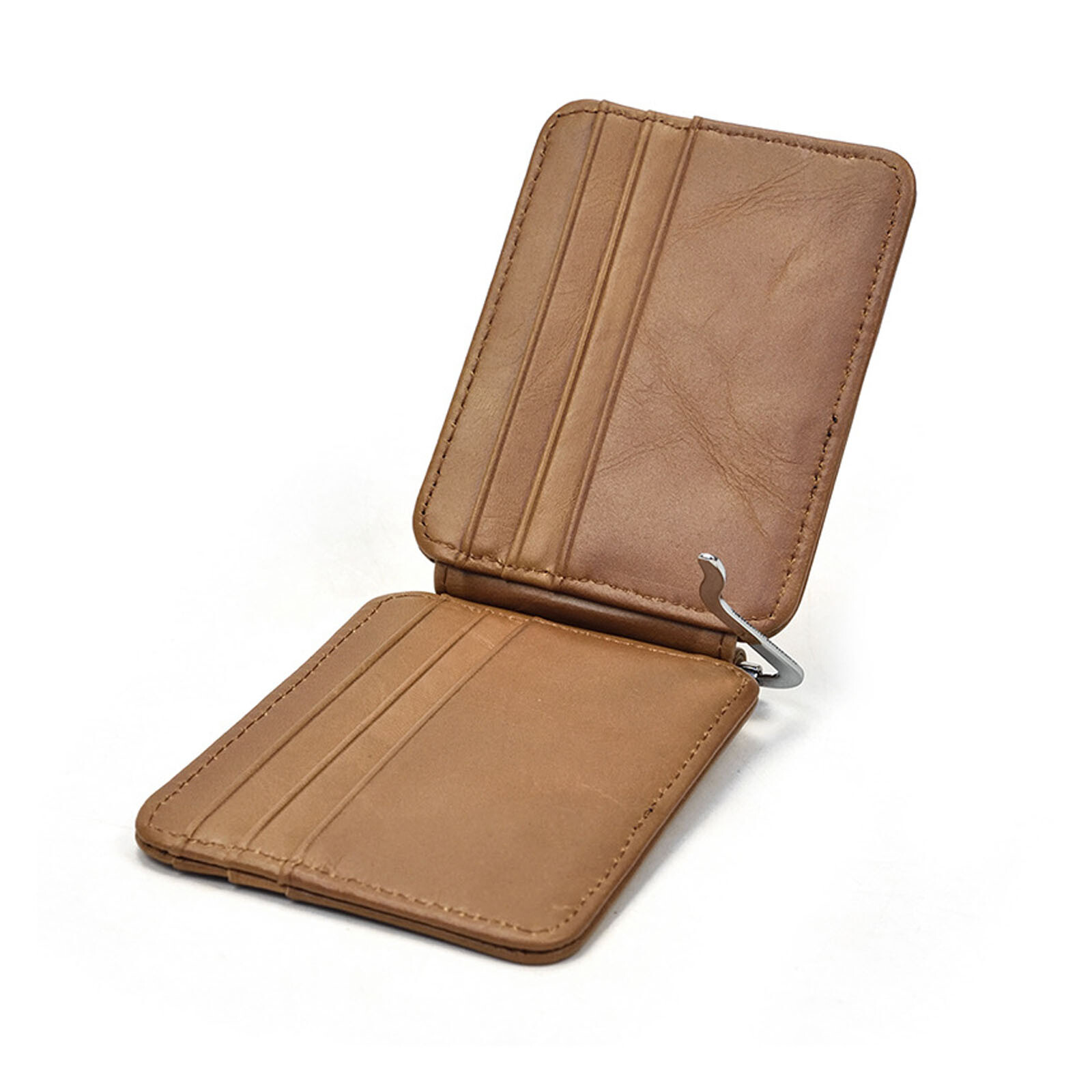 Slim Minimalist Leather Bifold Money Clip Wallet for Men-image