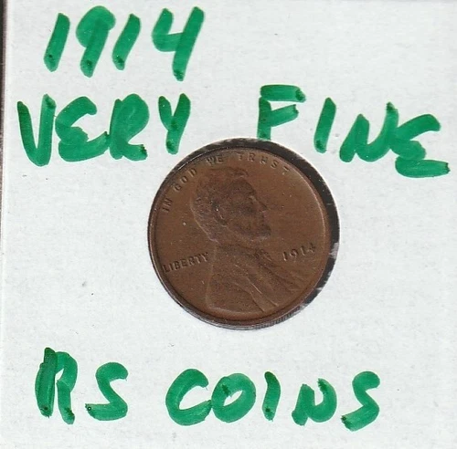1914    VERY FINE   LINCOLN CENT   VERY FINE  1914  /  RS COINS #557  FREE SHIP