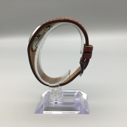 Fossil Watch Women 30mm ES-9731 Silver Tone Date Red Leather Band New Battery - Picture 3 of 14