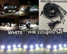 JHB Pure White LED 12PCS Lights Set truck Sandtoy LED Rock Lights+On/OFF Switch