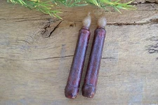 Set of 2 BURGUNDY Taper TIMER Candle 6 1/2" battery operated Grungy Primitive