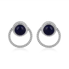 Handcrafted Twist Rope Earrings With Lapis Lazuli Gemstone Celestial Jewelry