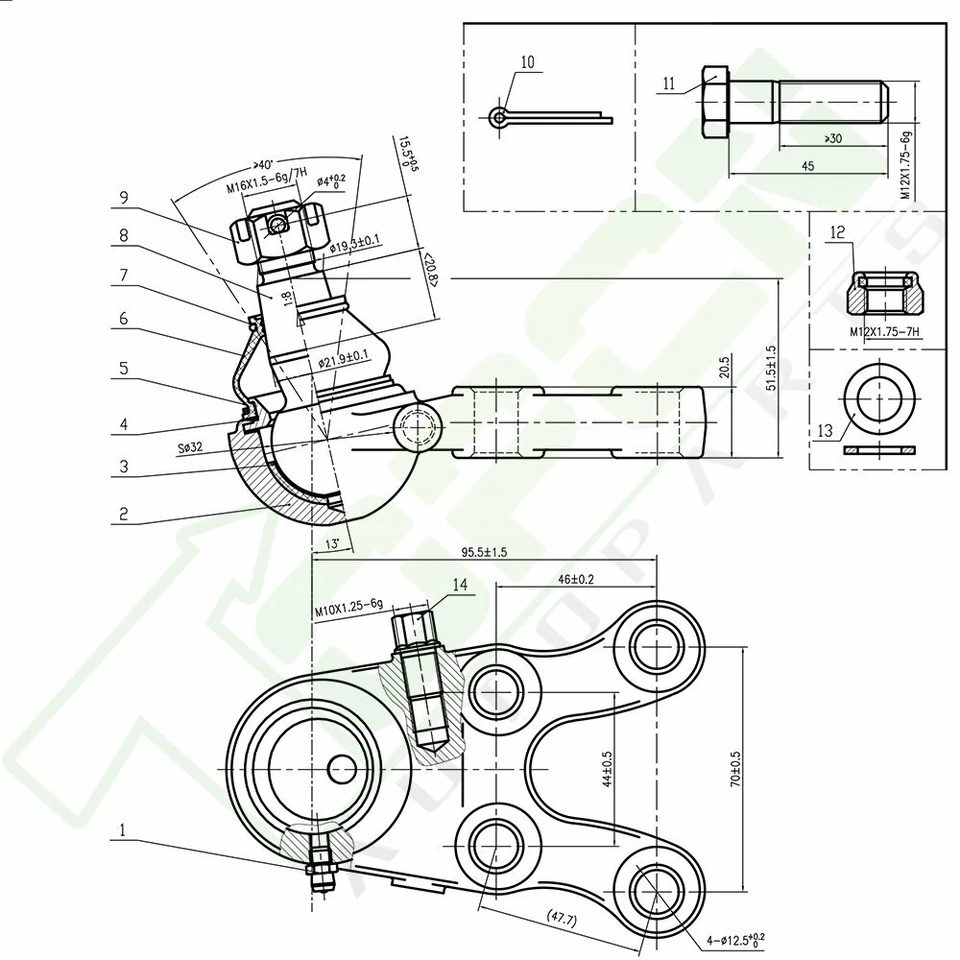 8pcs Upper Lower Ball Joint Tie Rods For 1992-2003 2004 Mitsubishi Montero Sport - Image 3 of 4