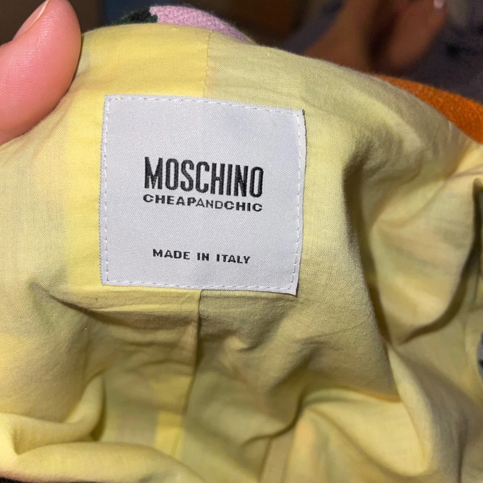 Moschino Cheap And Chic Blazer Womens Size 6 Black Fish Print Bow Accent Cotton - Image 4 of 4