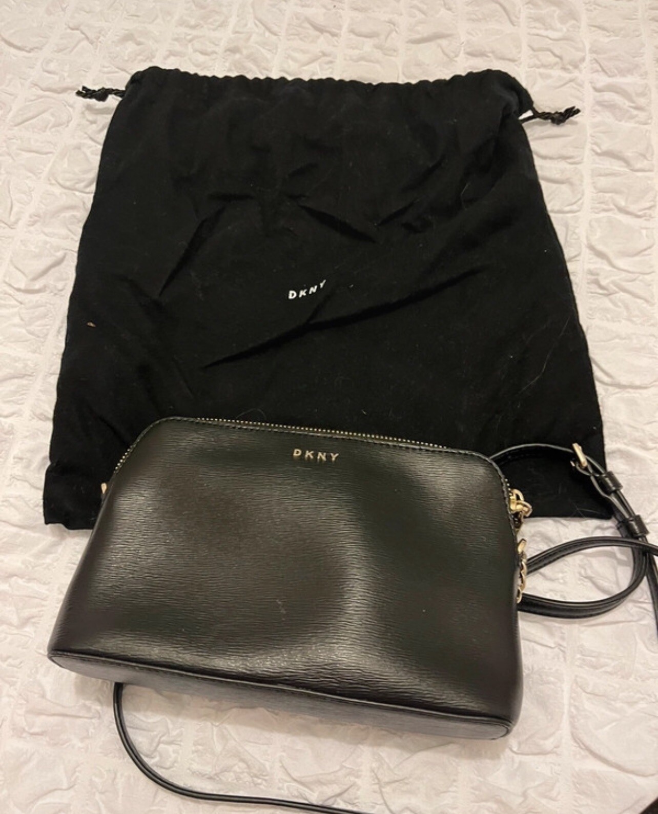 DKNY Bryant Dome Leather Cross Body Bag, Black eBay