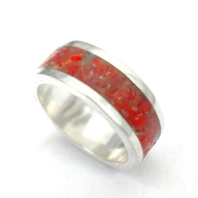 Natural Coral Gemstone 925 Sterling Silver Band Ring Handmade Jewelry Gift